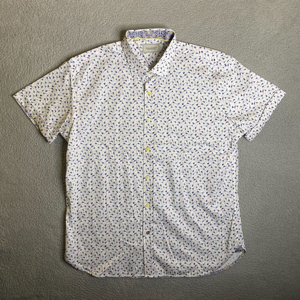Williams & Kent Shirt Mens 2XL Short Sleeve Button Up Guitars Print Casual